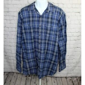 LL Bean Blue Black Flannel Shirt Men's XL Tall Plaid Slightly Fitted